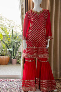 Beautiful Chinnon Short Anarkali with Garara