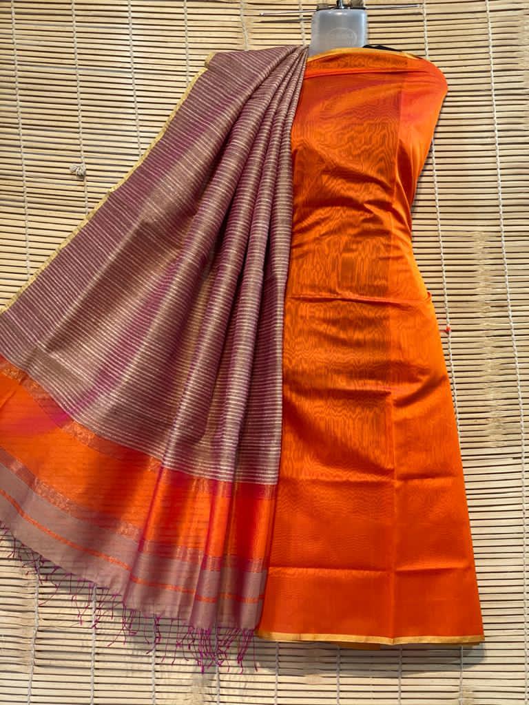 Maheshwari Cotton Silk Top with Jute Dupatta