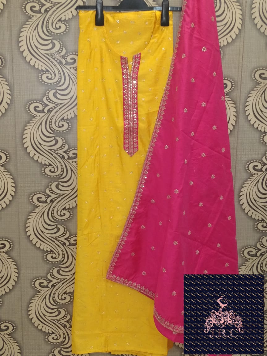 Royal Benarsi Silk Shirt with contrast dupatta