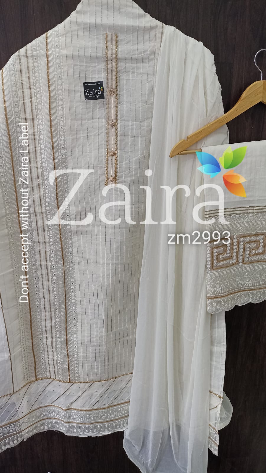 Cotton with gota and resham work suit