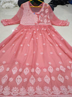 Chikankari Gown with bow knot