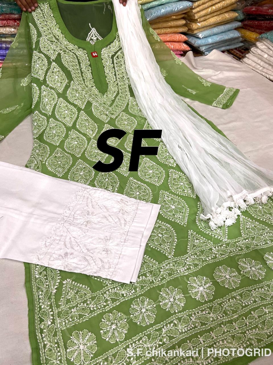 Chikankari Kurti Pant with Barfi Boota Embroidery