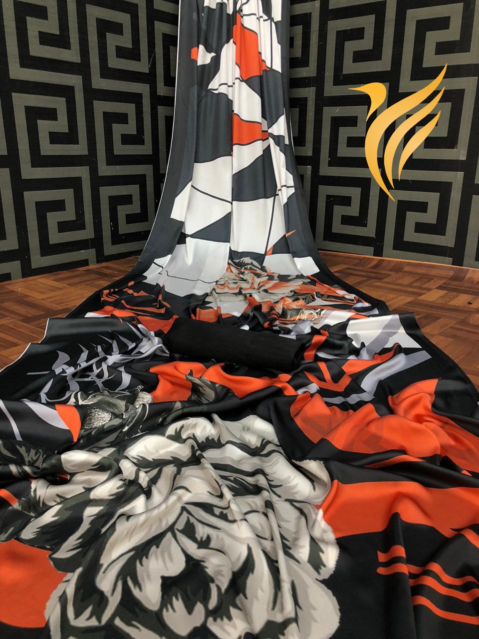 Printed Satin Saree