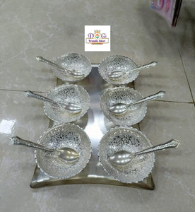 Silver Plated Dry fruit/Snack Set(6 pcs)