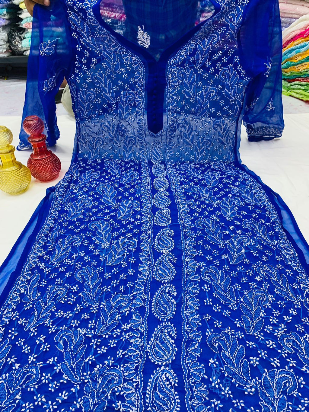 Georgette Chikankari Long Kurtis
