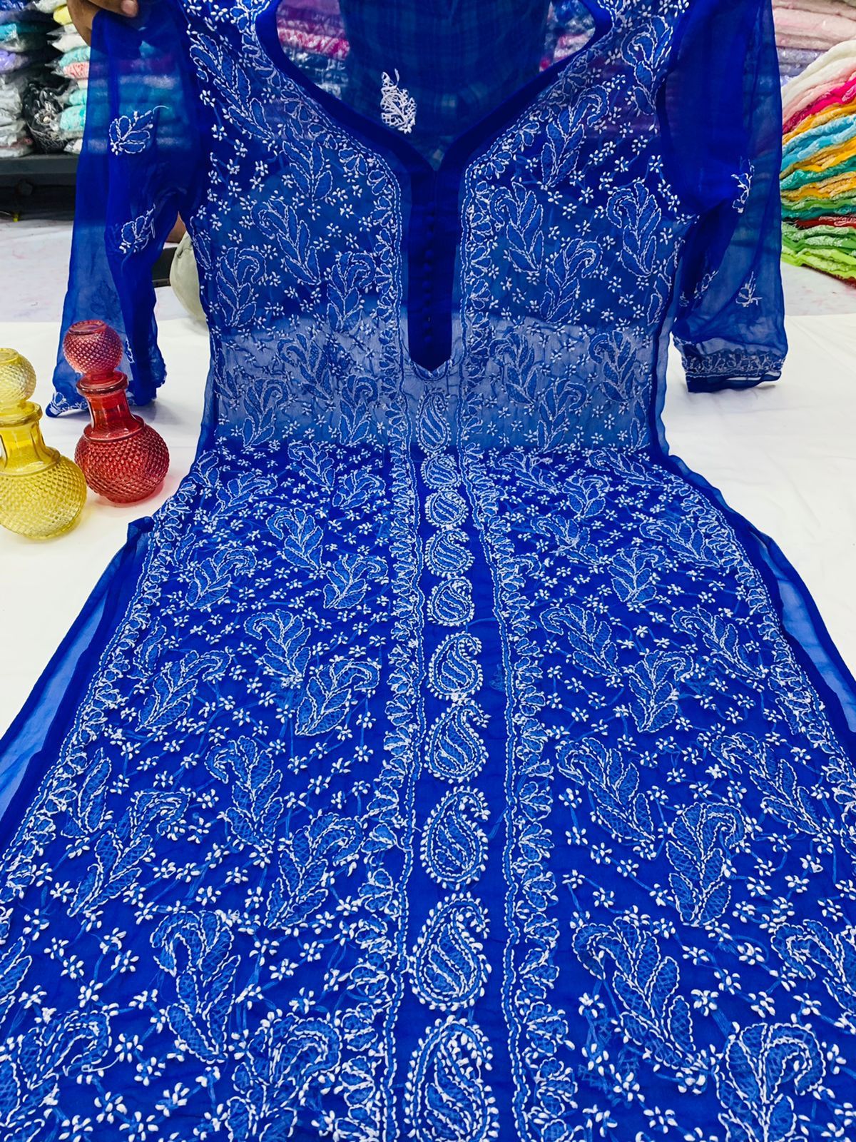 Georgette Chikankari Long Kurtis
