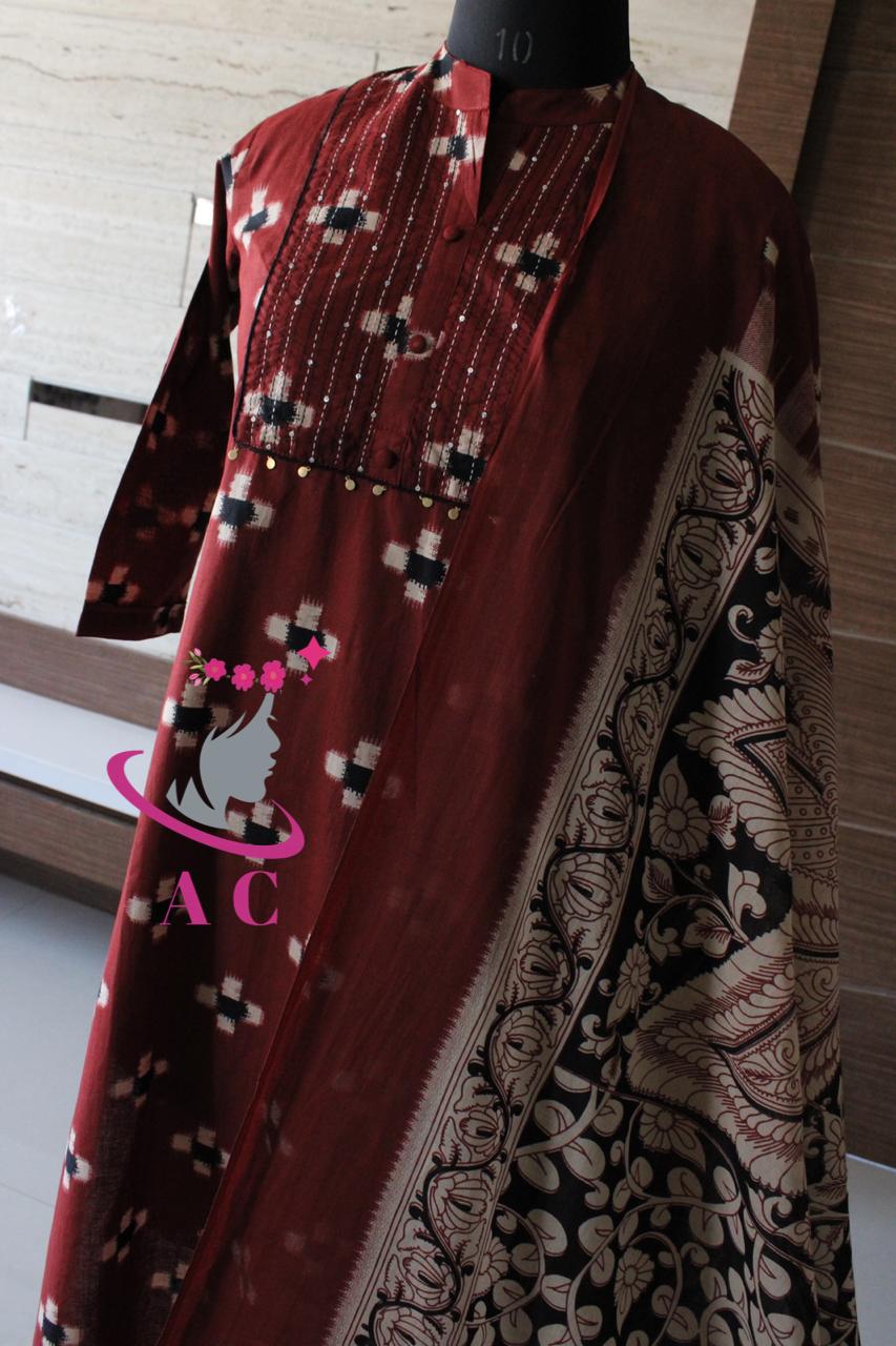 Cotton Ikat Stitched Shirt with Pant