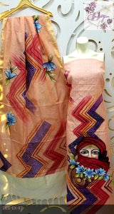 Hand Painted Chanderi Suit with Kantha Work