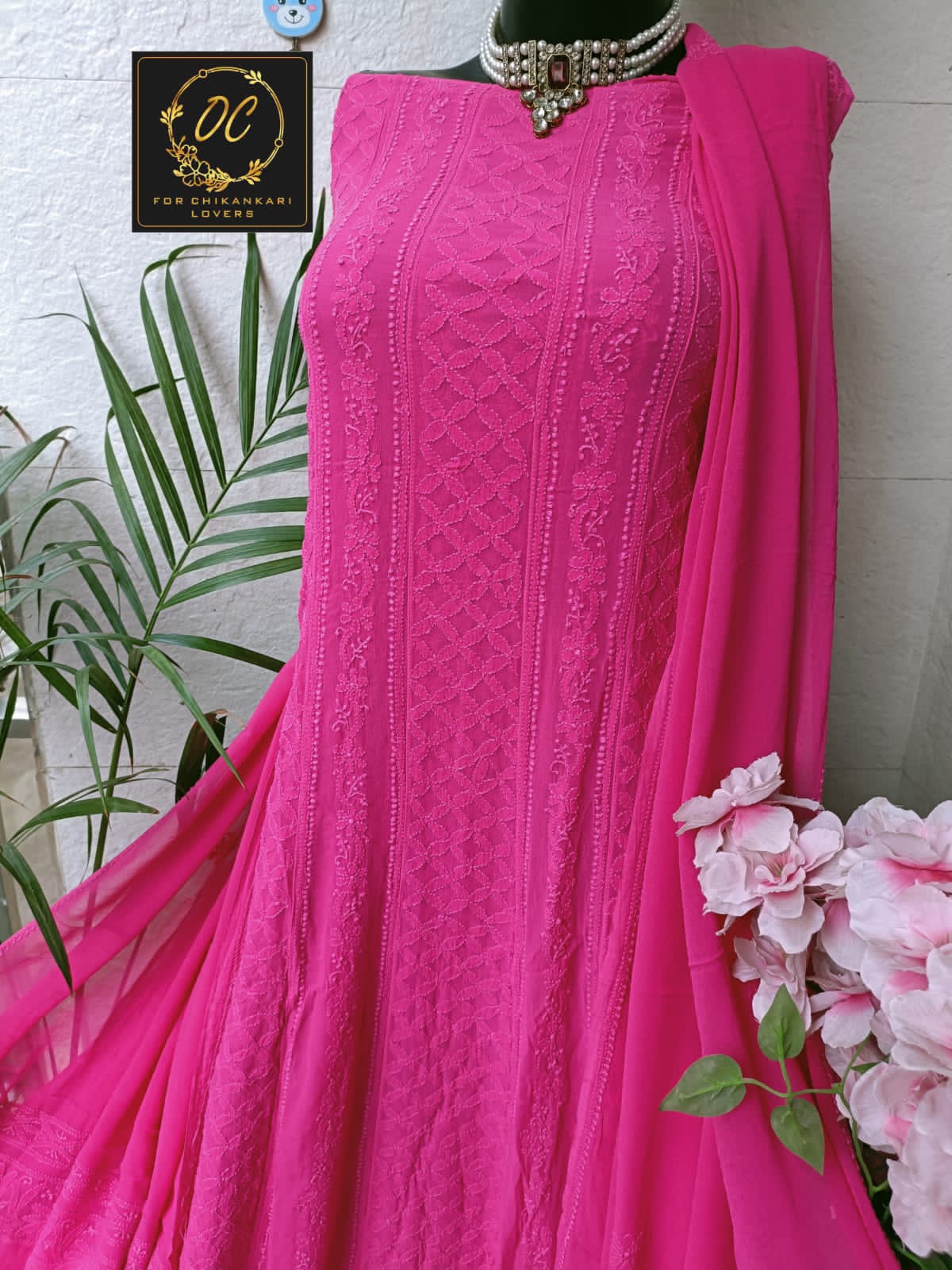Viscose Georgette Chikankari Anarkali