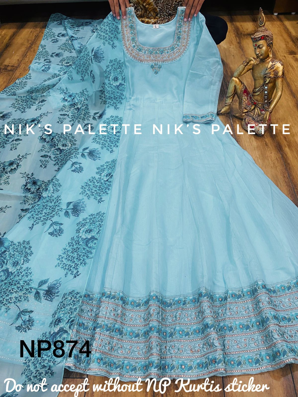 Chanderi Anarkali with swarovski and embroidery
