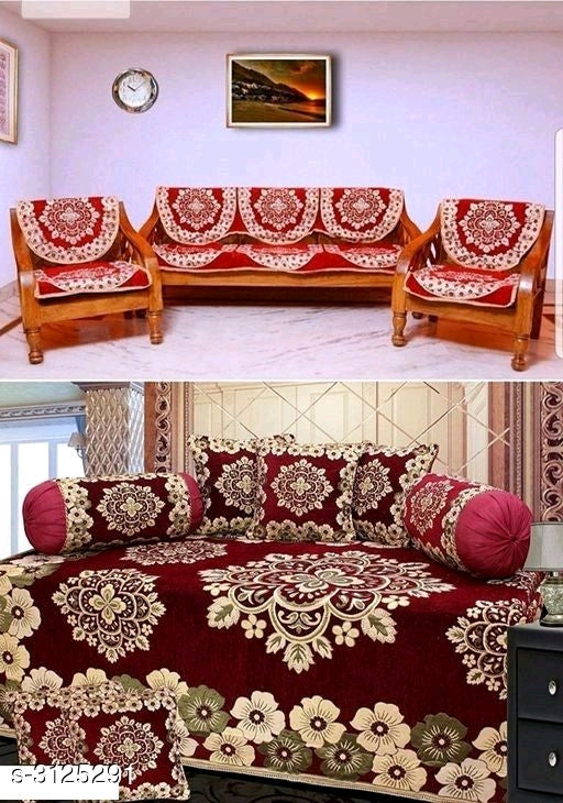 Elite Attractive Diwan Sets and Sofa Covers Combo Vol 1 M8