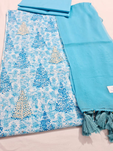 Digital Cotton Printed Shirt, Chiffon Dupatta n Cotton Bottom