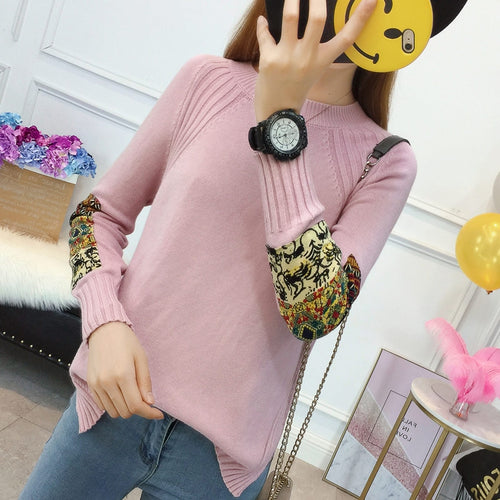 Patch Sleeves Sweater tops