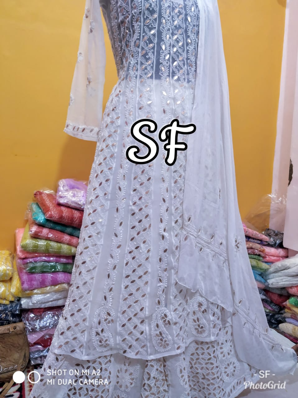 Chikankari Anarkali Sharara with gotta patti work