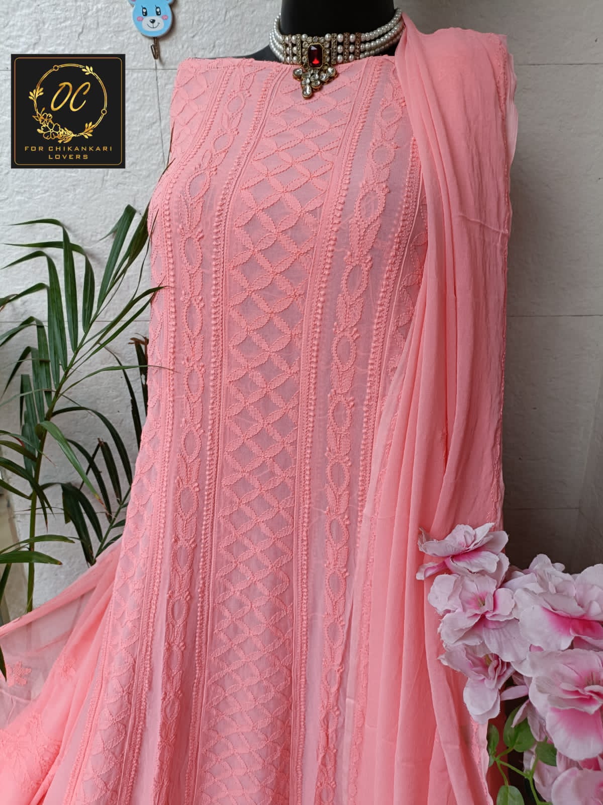 Viscose Georgette Chikankari Anarkali