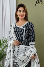 Block Print Anarkali Kurti with Pant