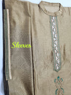 Chanderi Shirt with Gotta work, Chiffon Embroidered Dupatta n Shantoon Bottom