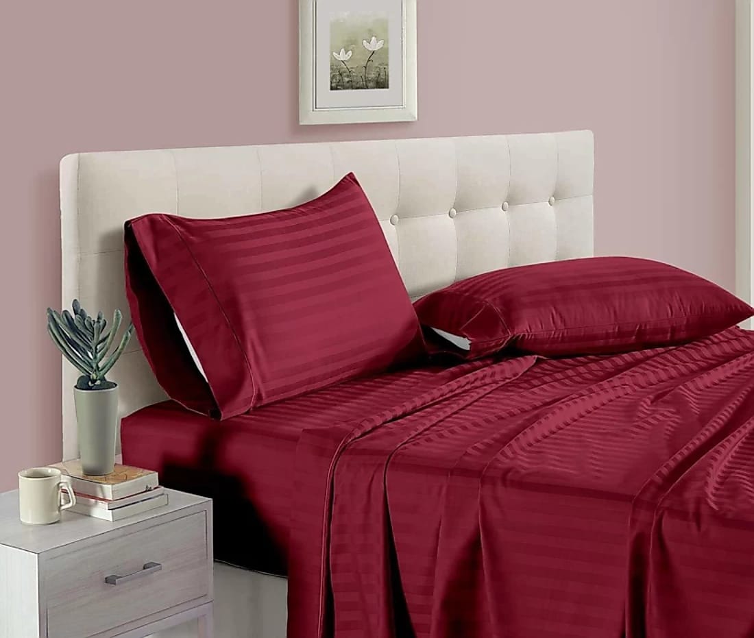 Satin Stripe Double Bedsheets