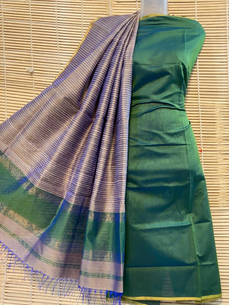 Maheshwari Cotton Silk Top with Jute Dupatta