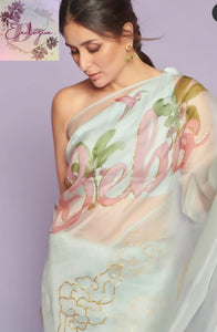 Stunning Hand Painted Organza Sarees