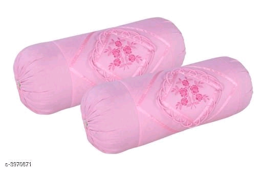 Fancy Embroidered Cotton Bolster Covers Vol 2 M1