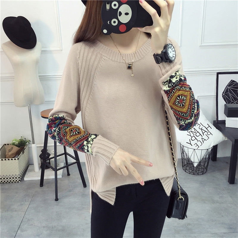 Patch Sleeves Sweater tops