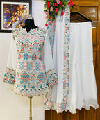 Embroidered Georgette Kurti Palazzo