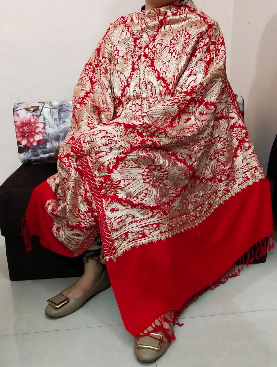 Unisex Stoles with Kashmiri Aari Work(Pashmina)
