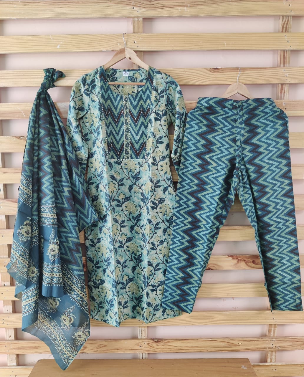 Handblock Cotton Shirt with Pant