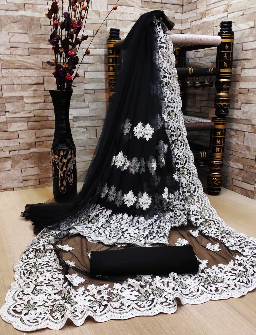 Soft Net Saree with embroidery