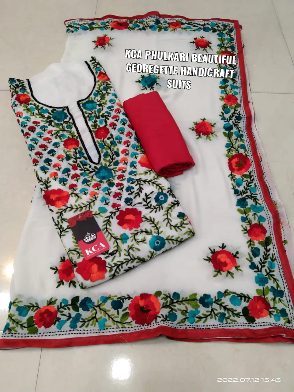 Georgette suits with Kantha embroidery