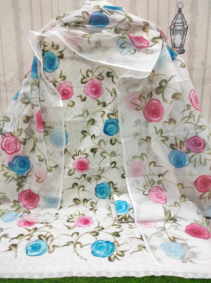 Chikankari hand print shirt