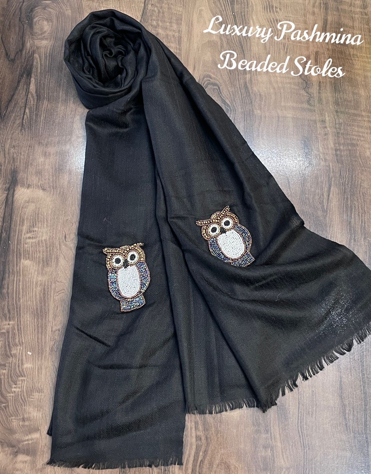 Woolen Stoles with beaded patch