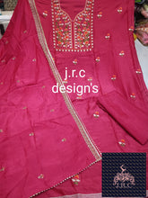 Load image into Gallery viewer, Dola Silk Shirt(embroidered) with Bottom n Dupatta