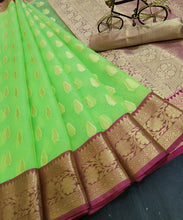 Load image into Gallery viewer, Benarsi Kora Organza Silk Sarees