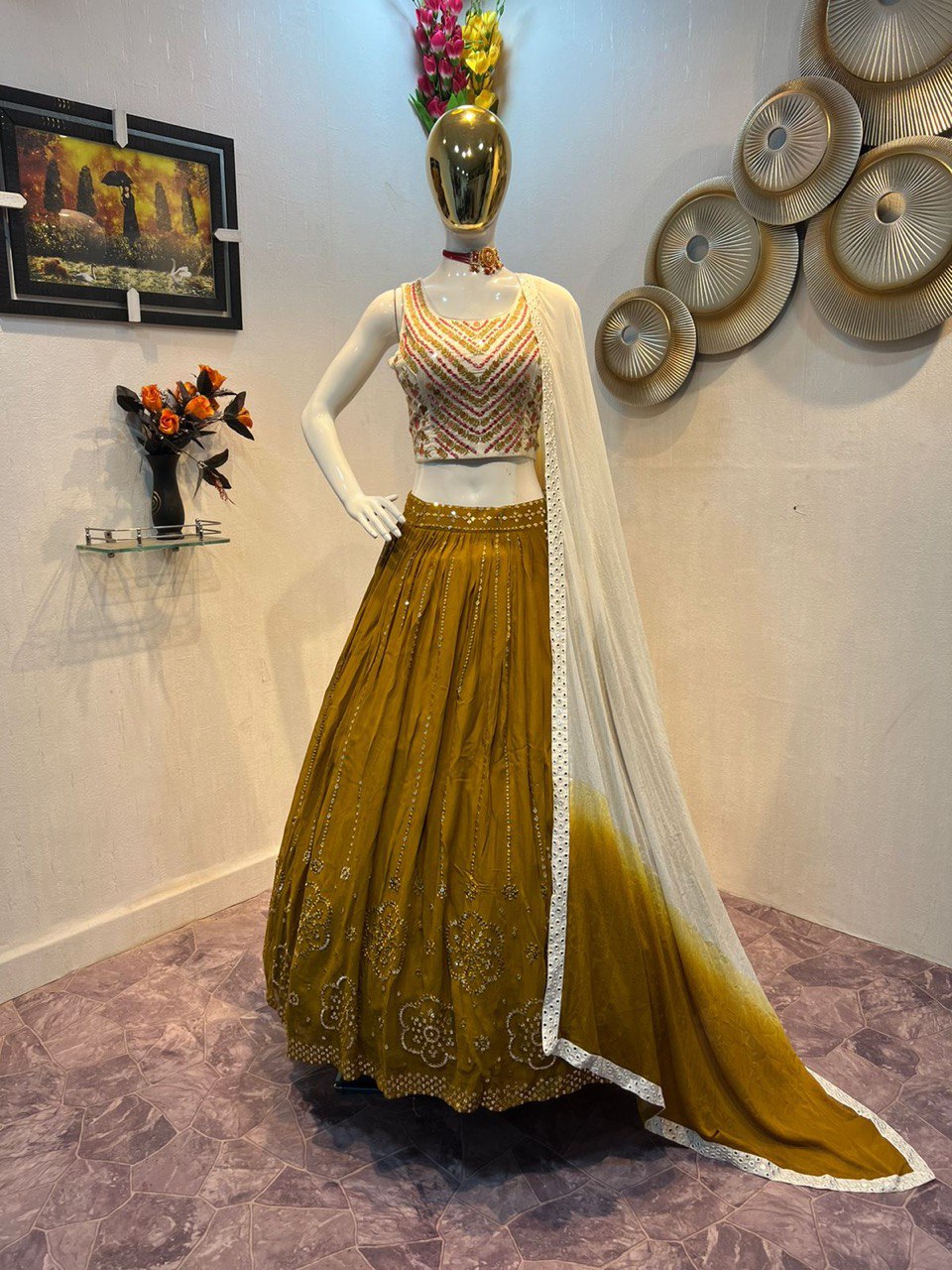 Georgette Sequins Lehenga Choli