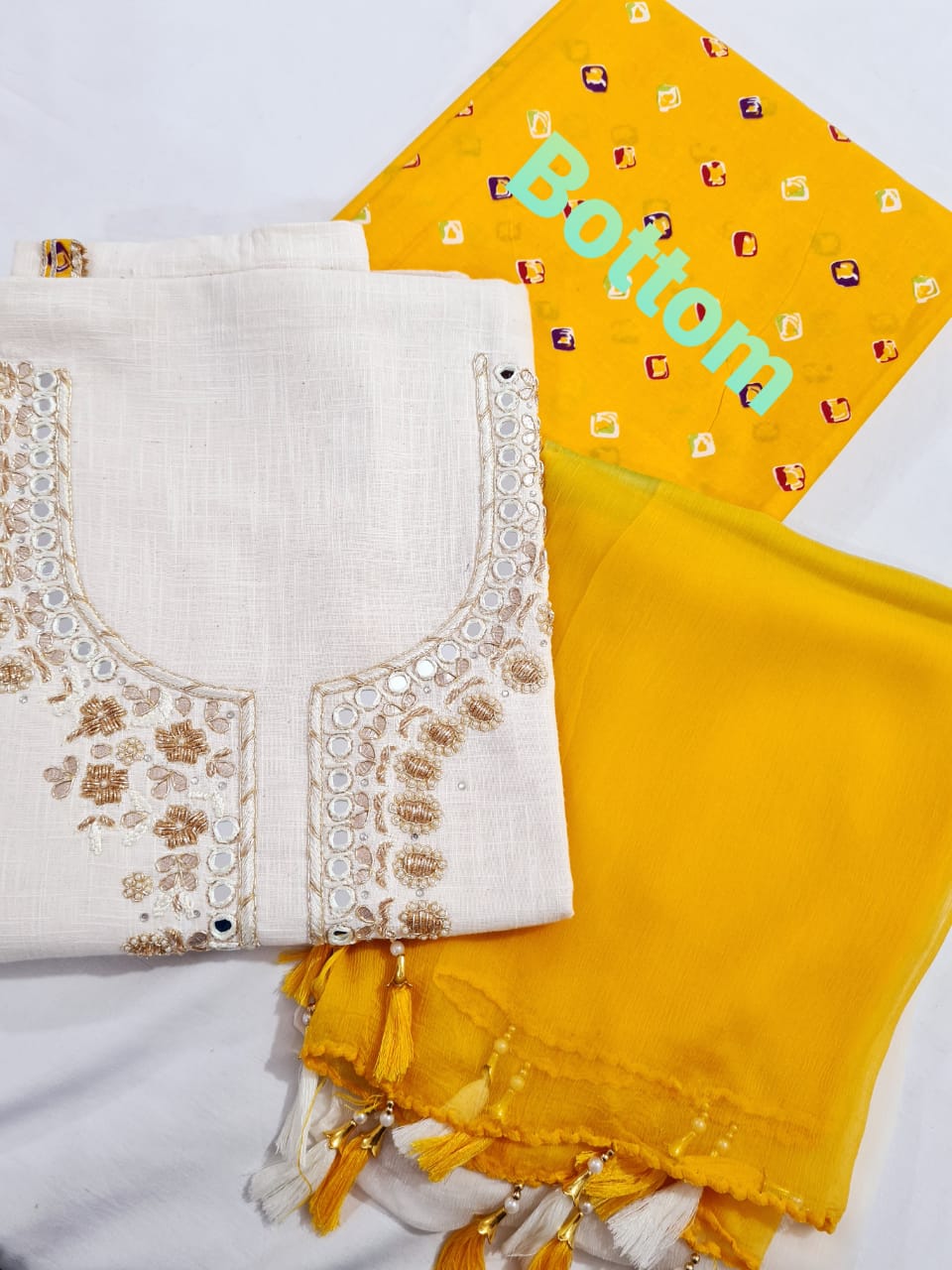 Digital Cotton Khadi Shirt, Chiffon Dupatta n Cotton Bottom