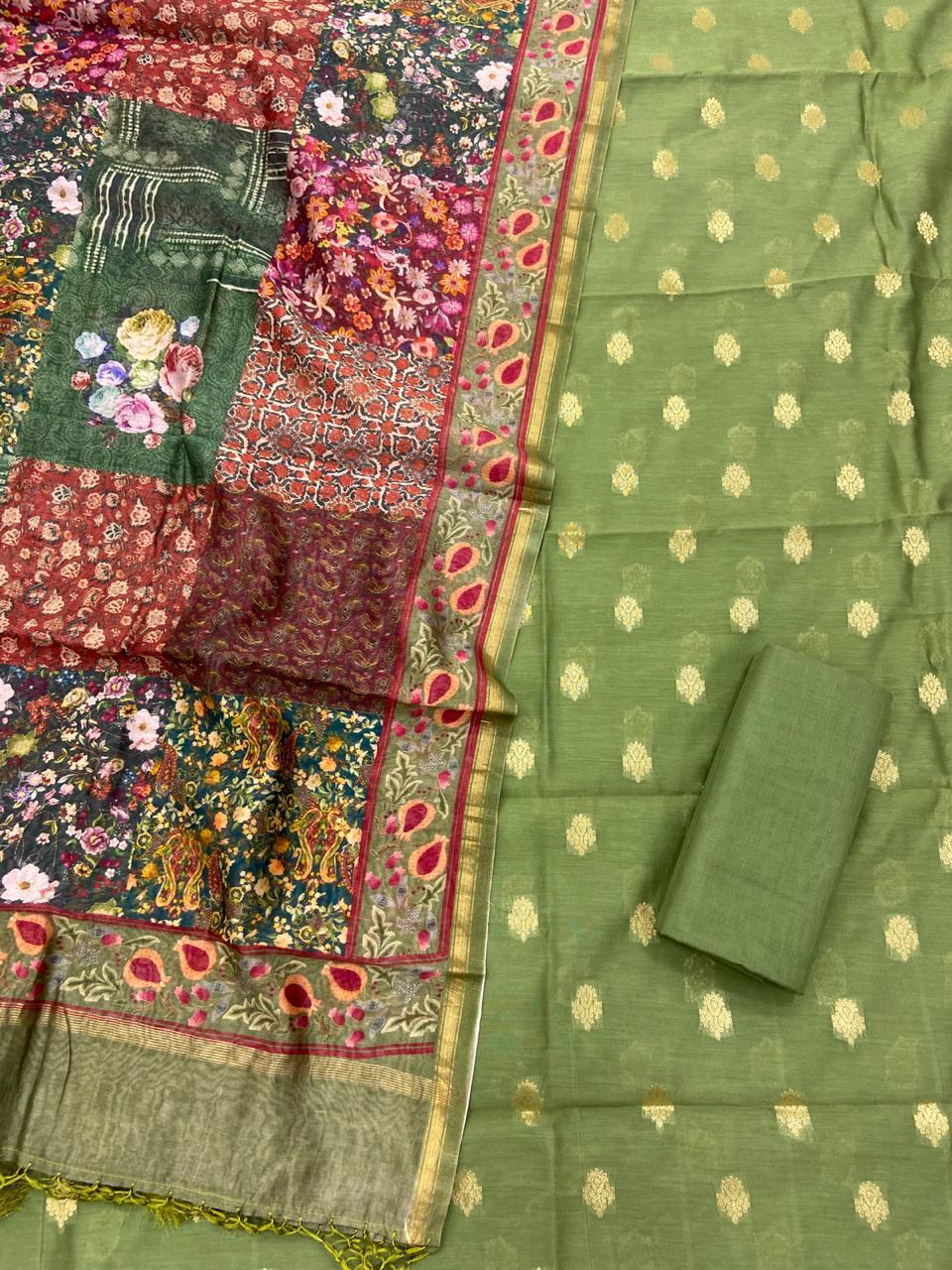 Handloom Chanderi with zari boota