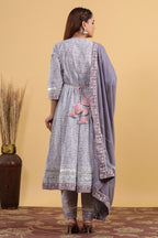 Cotton Bagru Print Anarkali with Ajrakh Print Pant n Dupatta