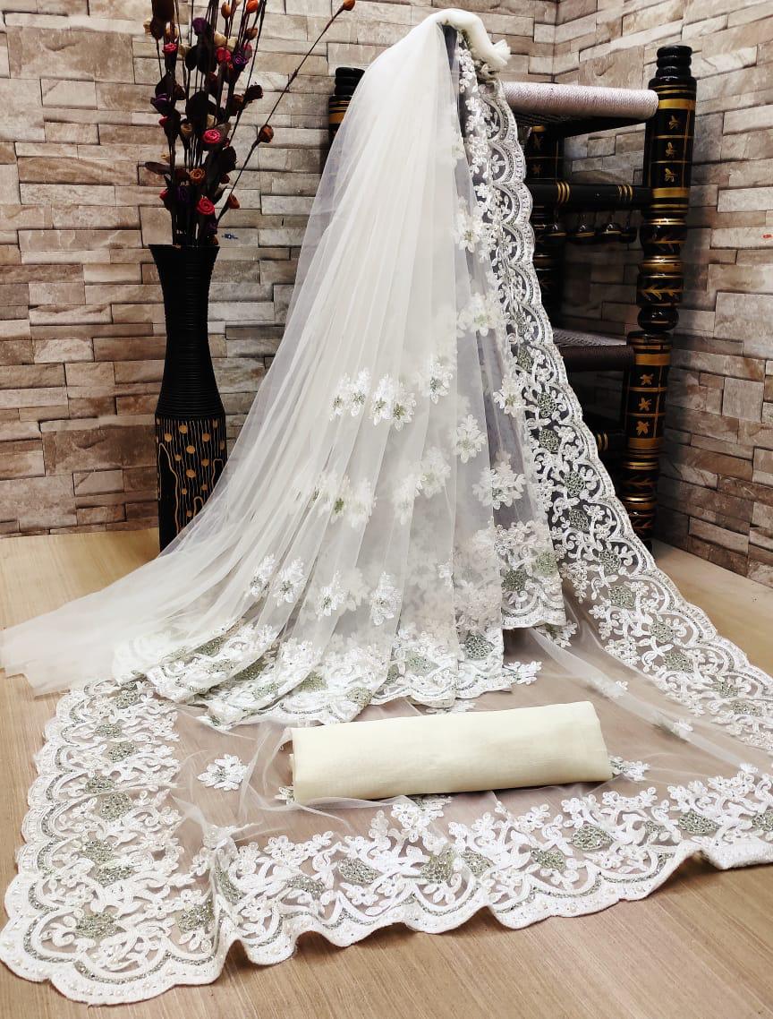 Soft Net Saree with embroidery
