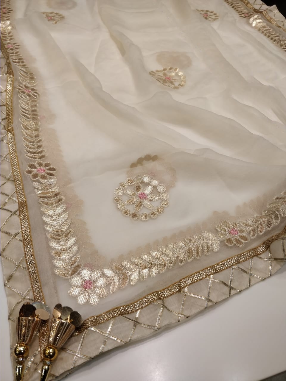 Chanderi Shirt with Zardozi work and Shantoon Bottom
