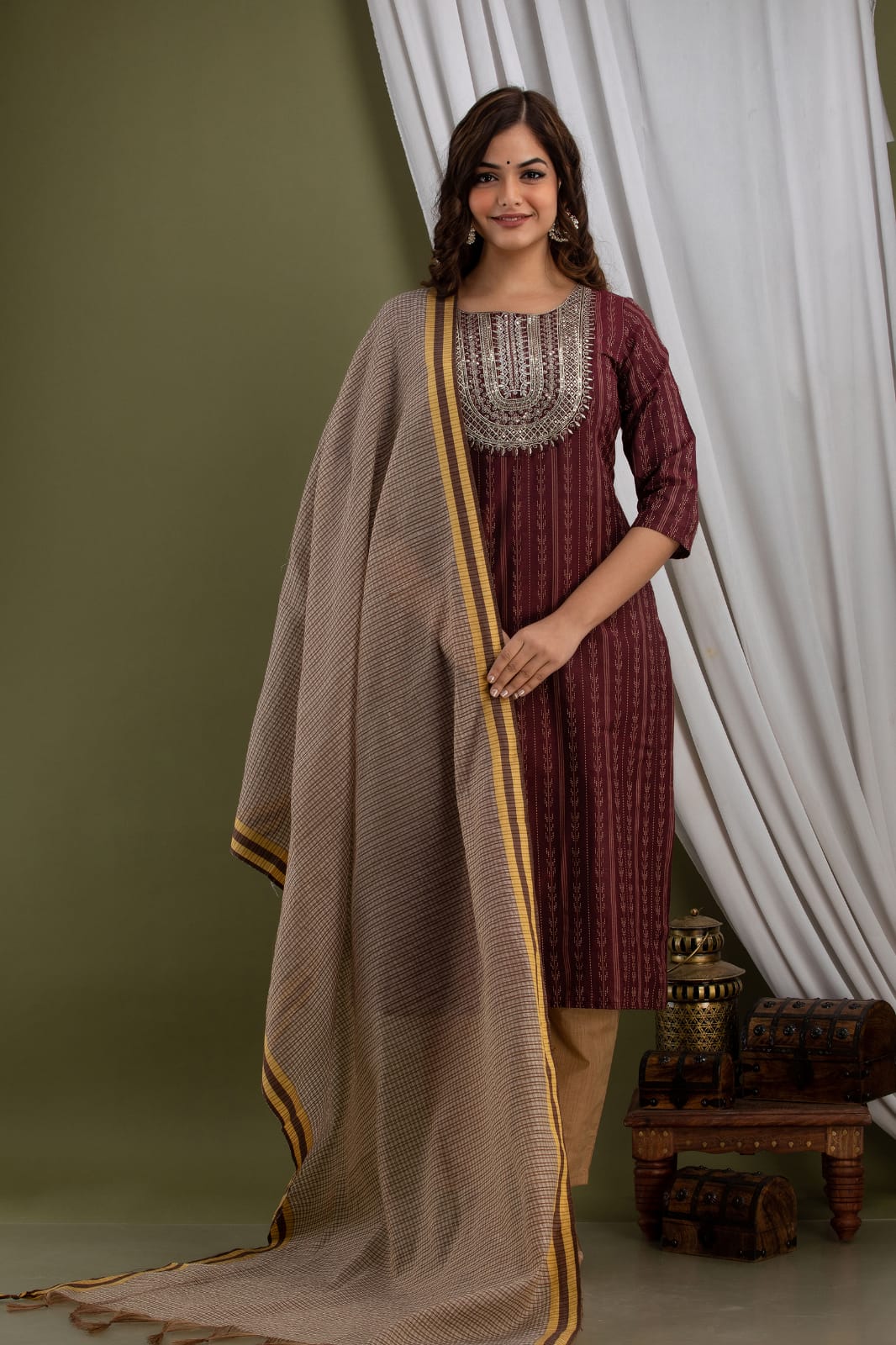 Cotton Woven Kurta with Pant