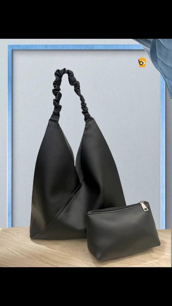 Ruched Handle Shoulder Bag with pouch