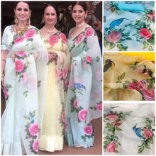 Load image into Gallery viewer, Stunning Hand Painted Organza Sarees