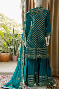 Beautiful Chinnon Short Anarkali with Garara