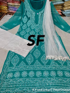Chikankari Kurti Pant with Barfi Boota Embroidery