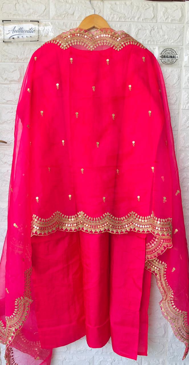 Partywear Silk Shirt with Bottom n Dupatta