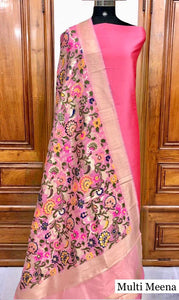 Plain Silk Suit with Benarsi Weaving Dupatta