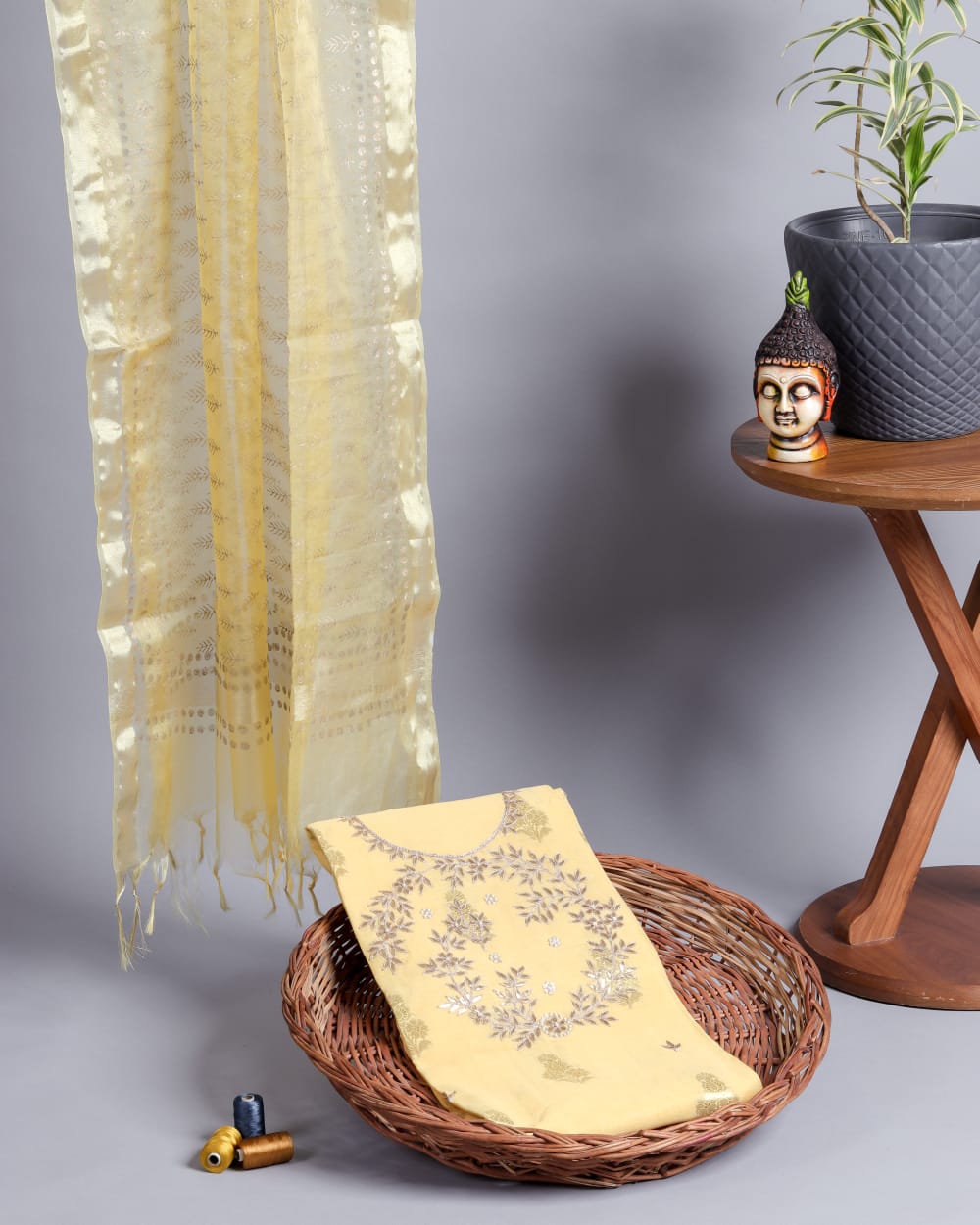 Chanderi Silk Shirt with Organza Dupatta