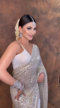 Load image into Gallery viewer, White Sequins Embroidered Saree